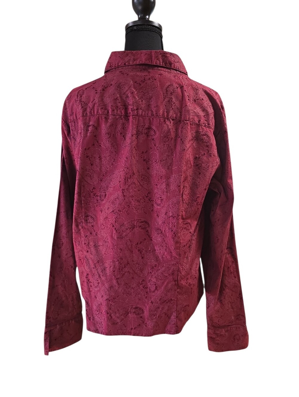 Westbound Tailored Berry-Paisley Long-Sleeve Button Down Shirt XL - Picture 3 of 4